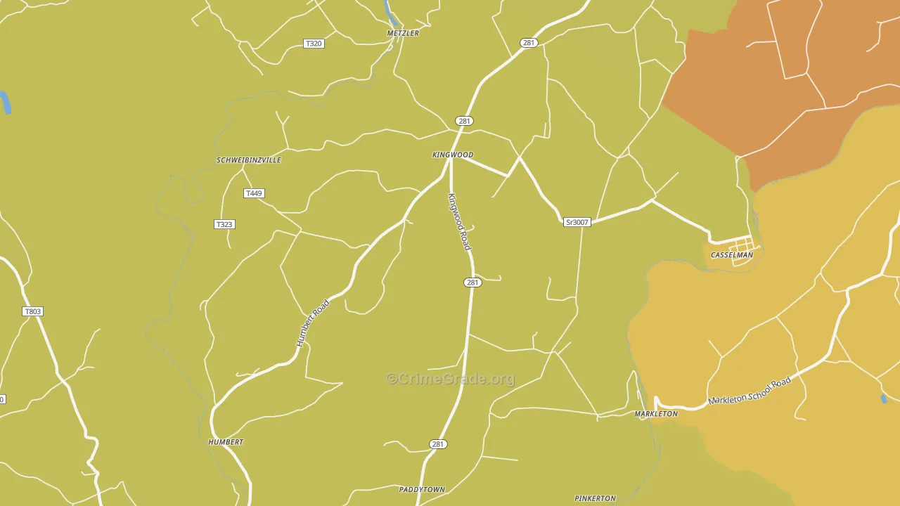 Markleton, PA Map of Robbery Rates