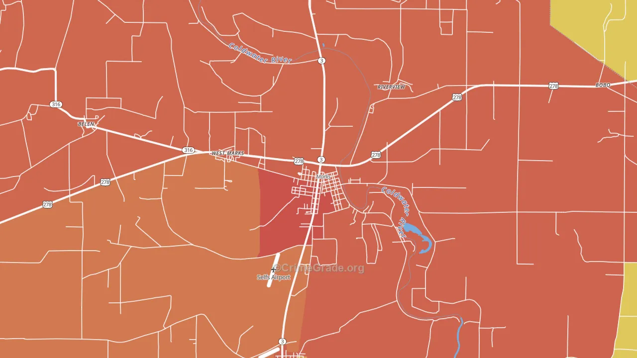 Marks, MS Map of Robbery Rates