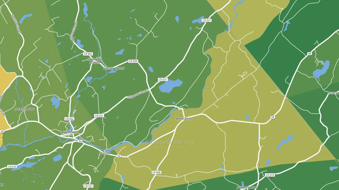 Marksboro, NJ Map of Robbery Rates