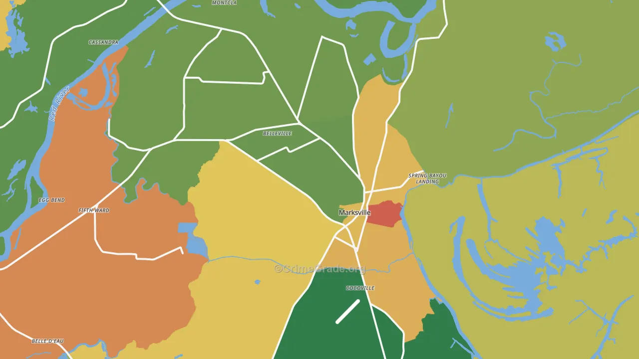 Marksville, LA Map of Robbery Rates