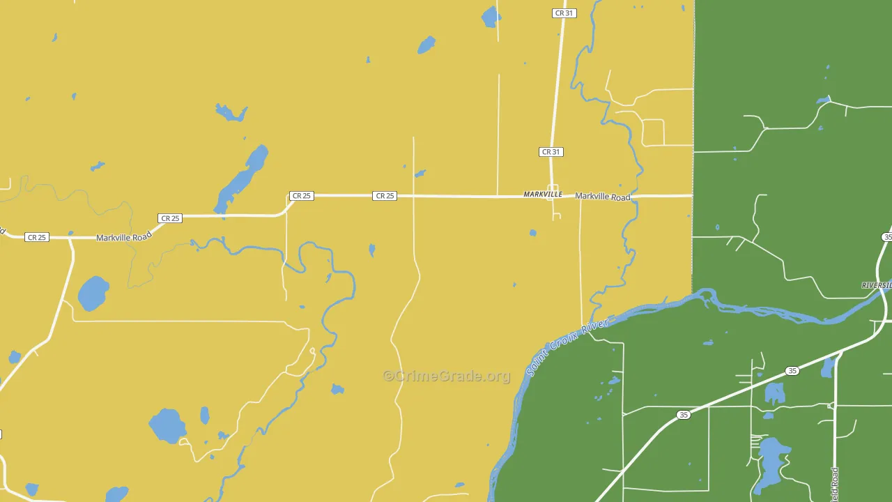 Markville, MN Map of Robbery Rates