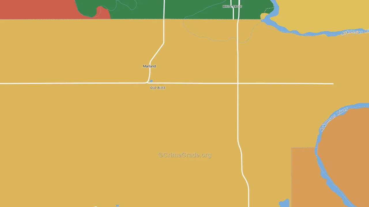 Marland, OK Map of Robbery Rates