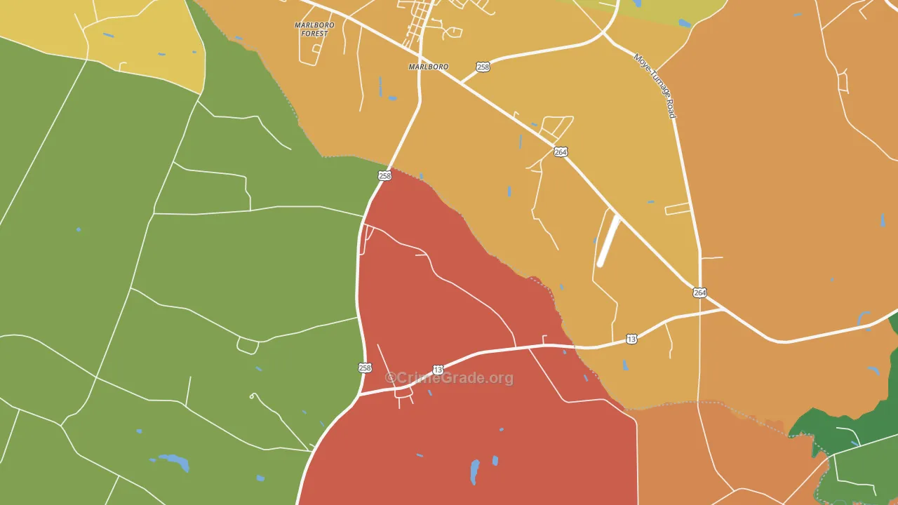 Marlboro, NC Map of Robbery Rates