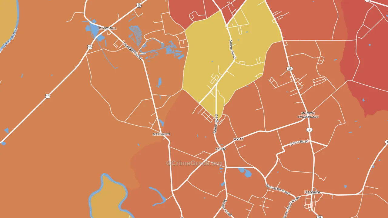 Marlboro, SC Map of Robbery Rates