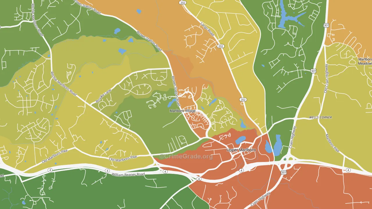 Marlboro Village, MD Map of Robbery Rates