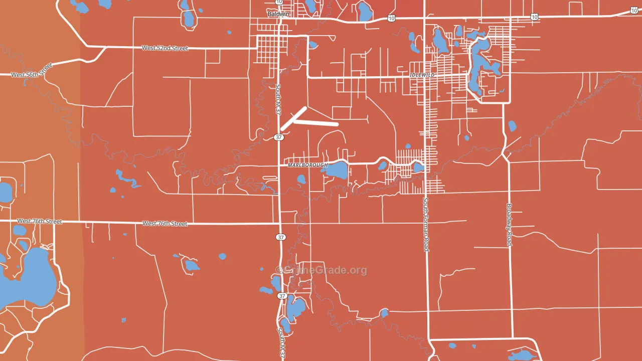 Marlborough, MI Map of Robbery Rates