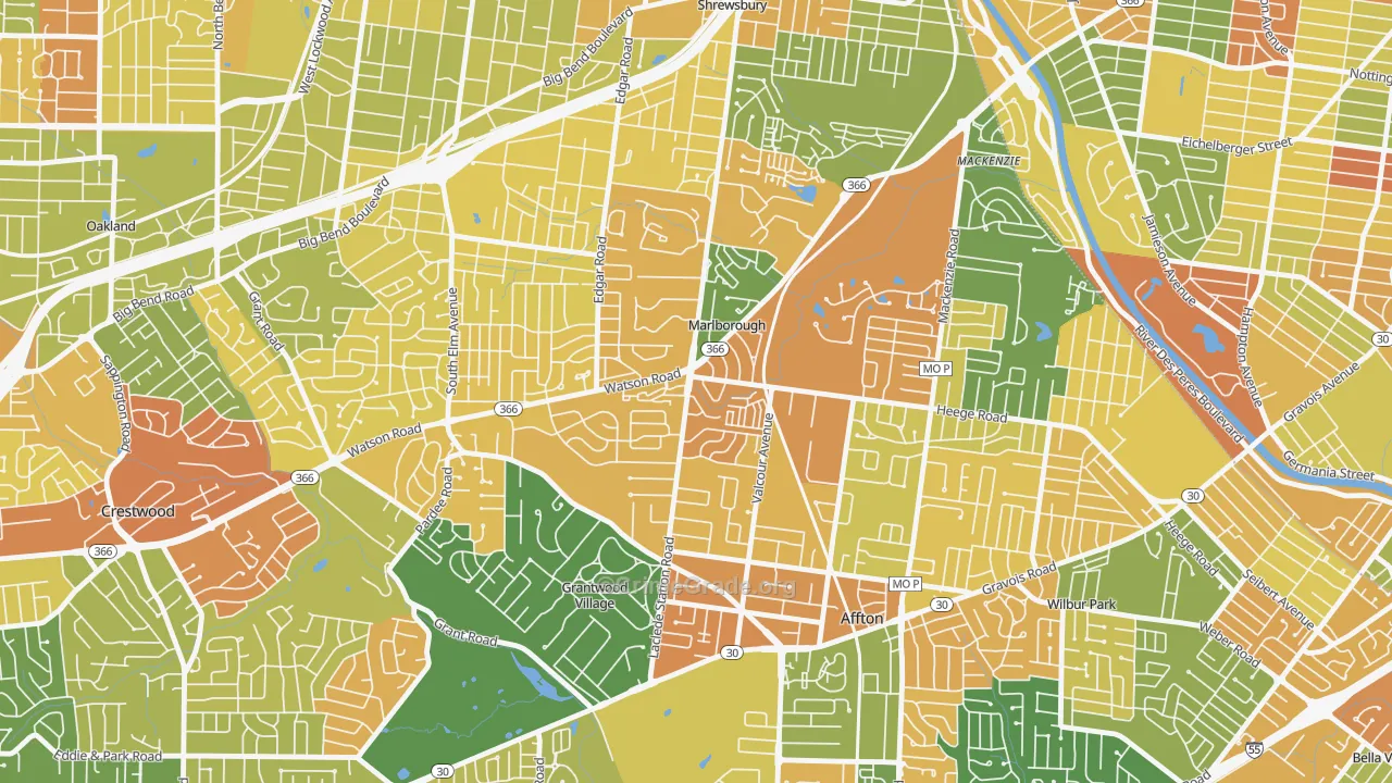 Marlborough, MO Map of Robbery Rates