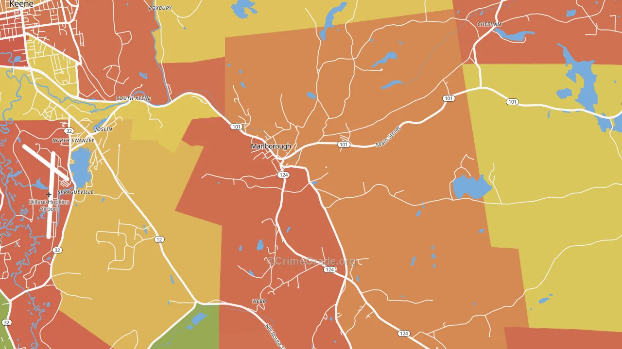 Marlborough, NH Map of Robbery Rates