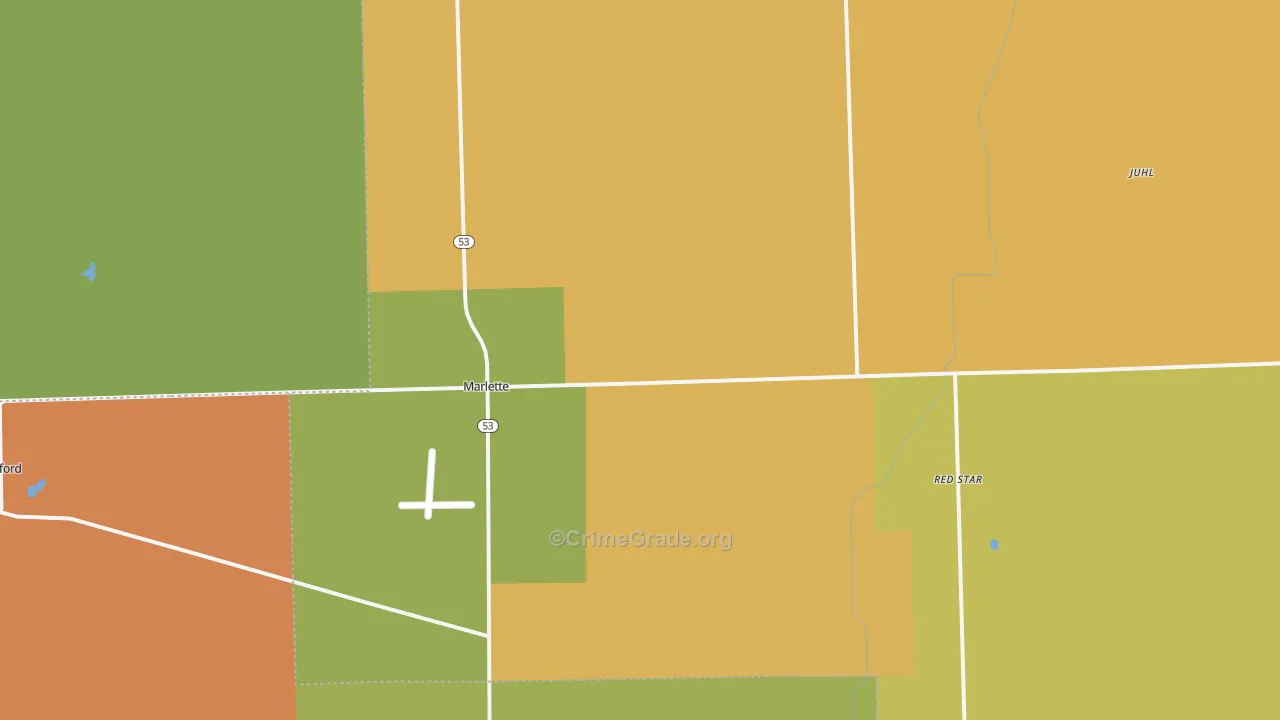 Marlette, MI Map of Robbery Rates