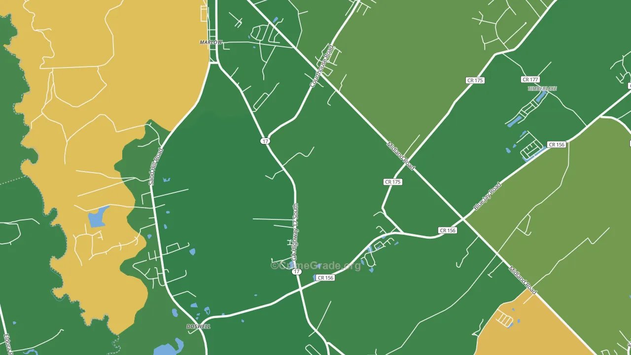 Marlow, GA Map of Robbery Rates