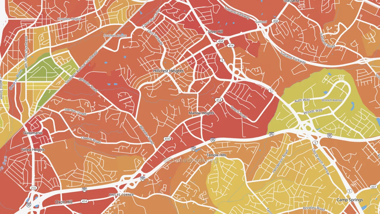 Marlow Heights, MD Map of Robbery Rates