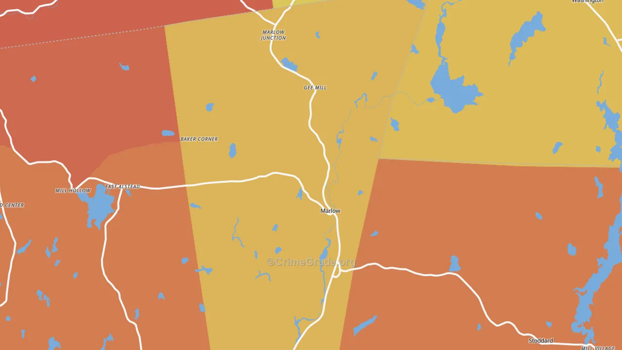 Marlow, NH Map of Robbery Rates