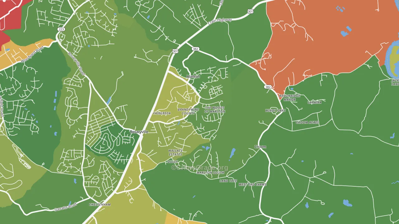 Marlton, MD Map of Robbery Rates