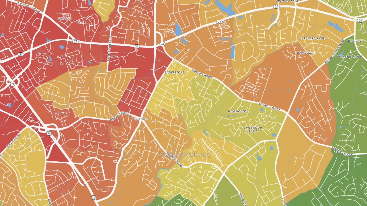 Marlwood, Charlotte, NC Map of Robbery Rates