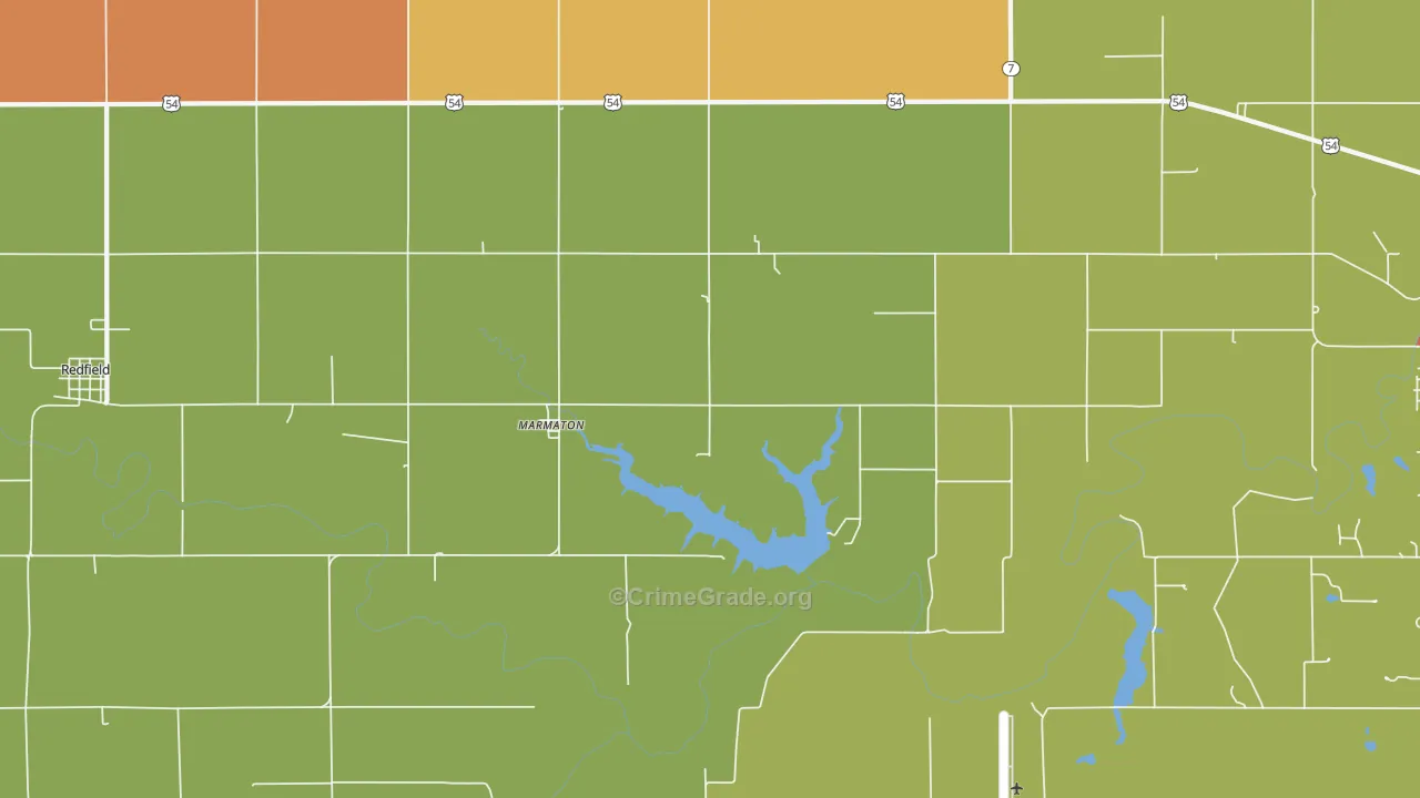 Marmaton, KS Map of Robbery Rates