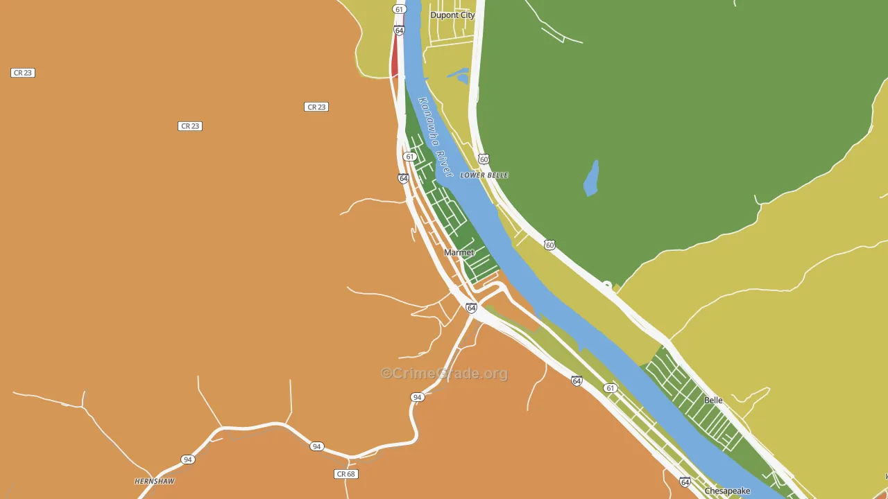 Marmet, WV Map of Robbery Rates