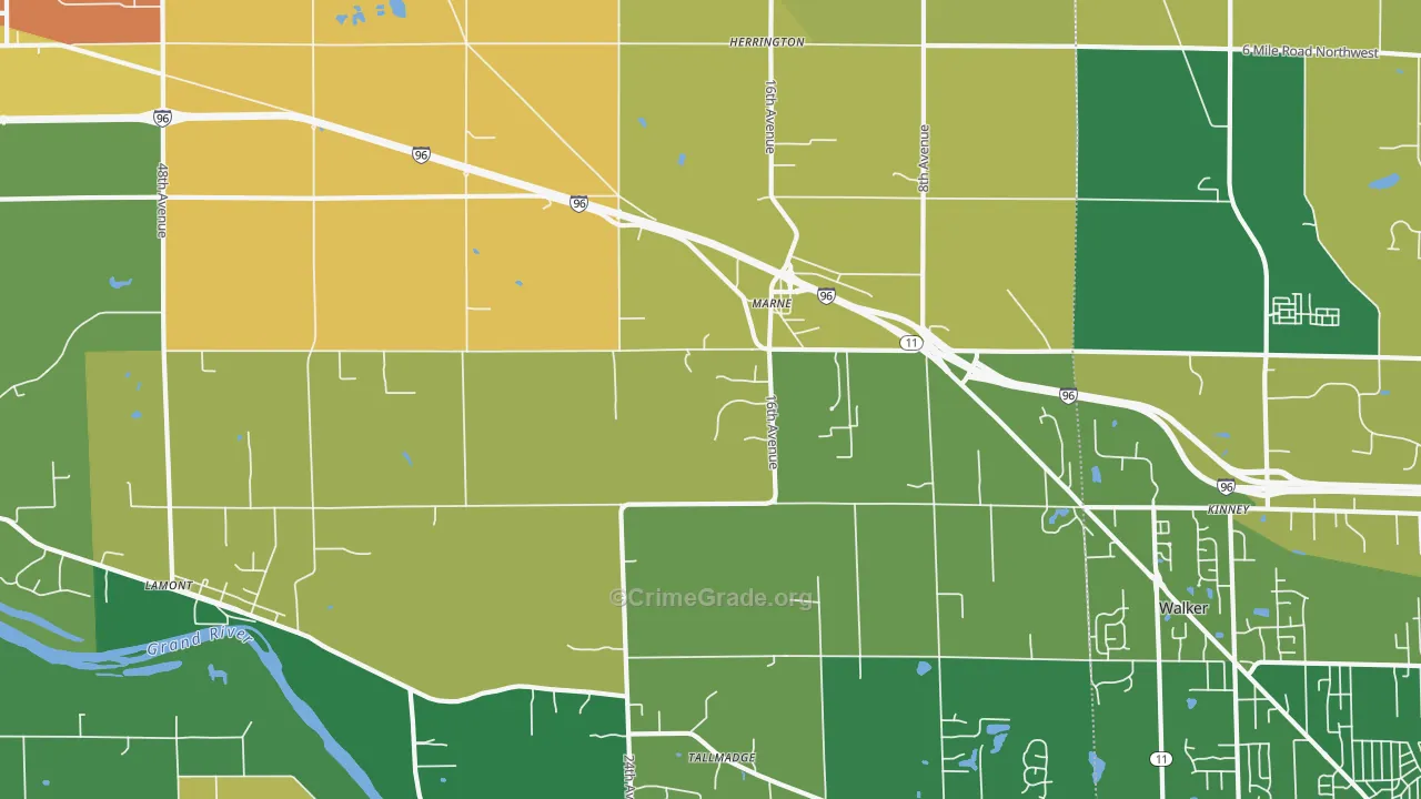 Marne, MI Map of Robbery Rates
