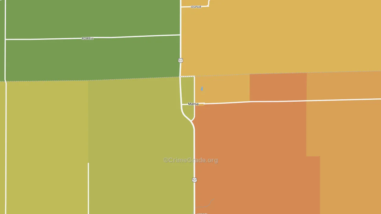 Maroa, IL Map of Robbery Rates