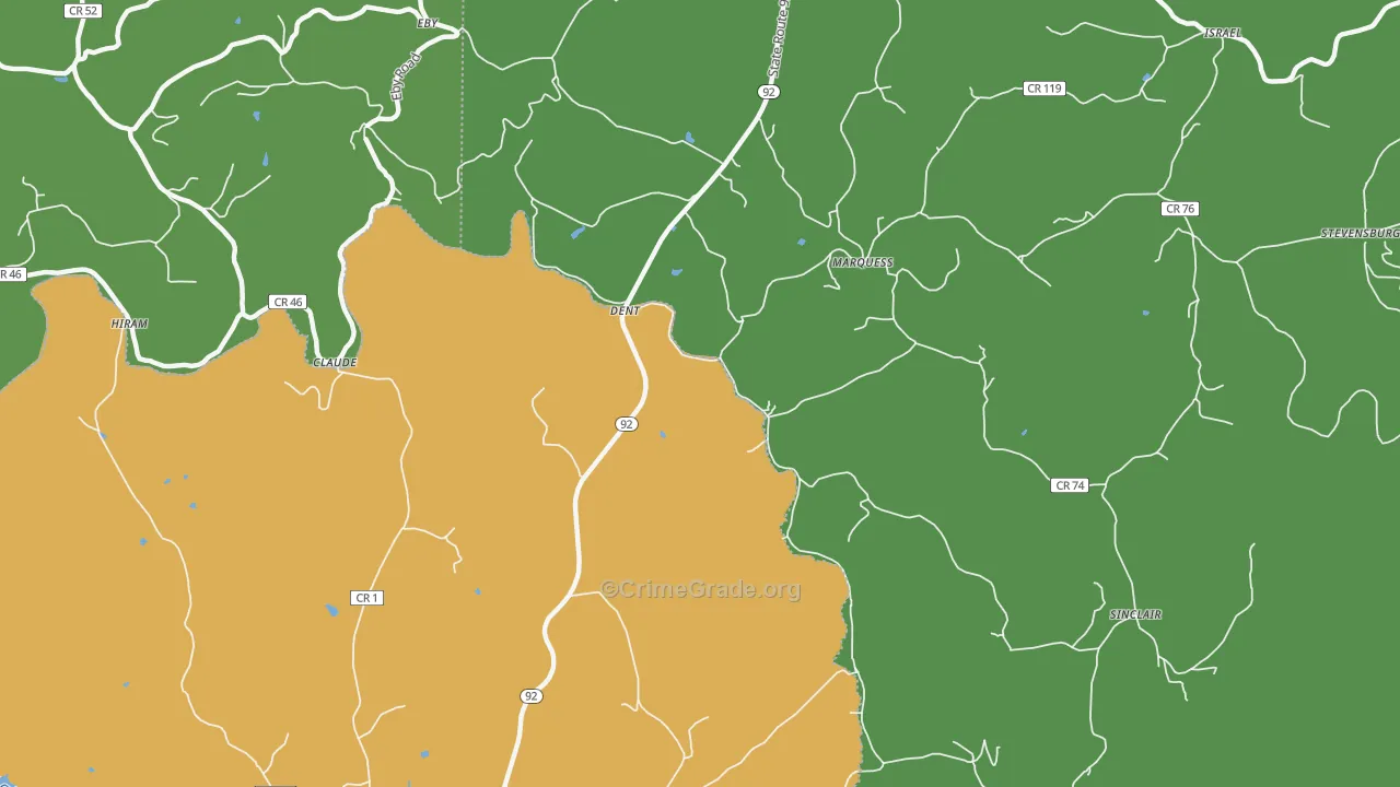 Marquess, WV Map of Robbery Rates
