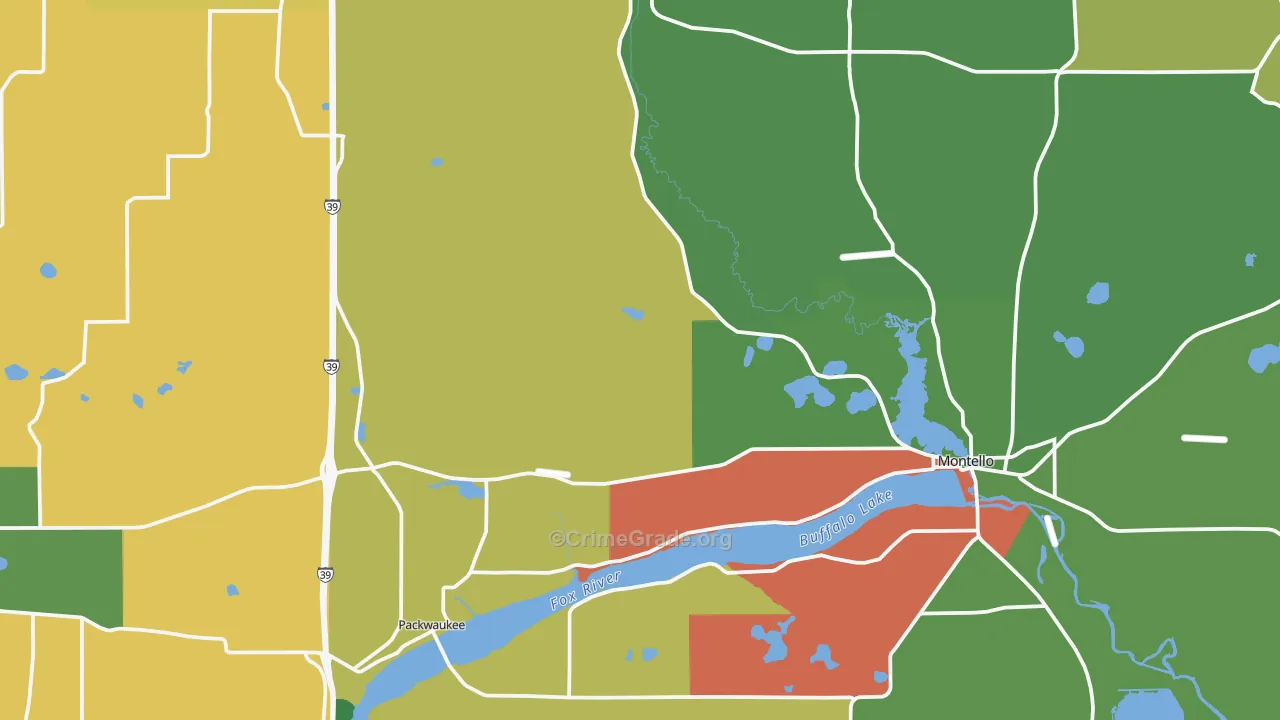 Marquette County, WI Map of Robbery Rates