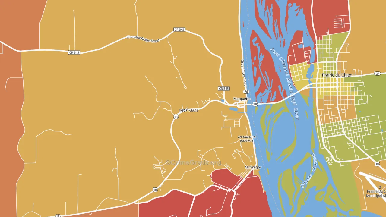 Marquette, IA Map of Robbery Rates