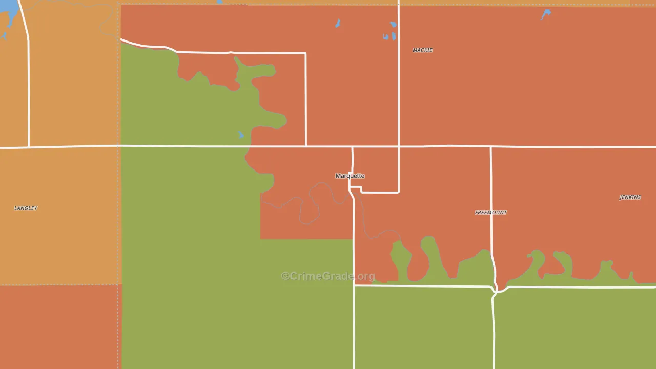 Marquette, KS Map of Robbery Rates