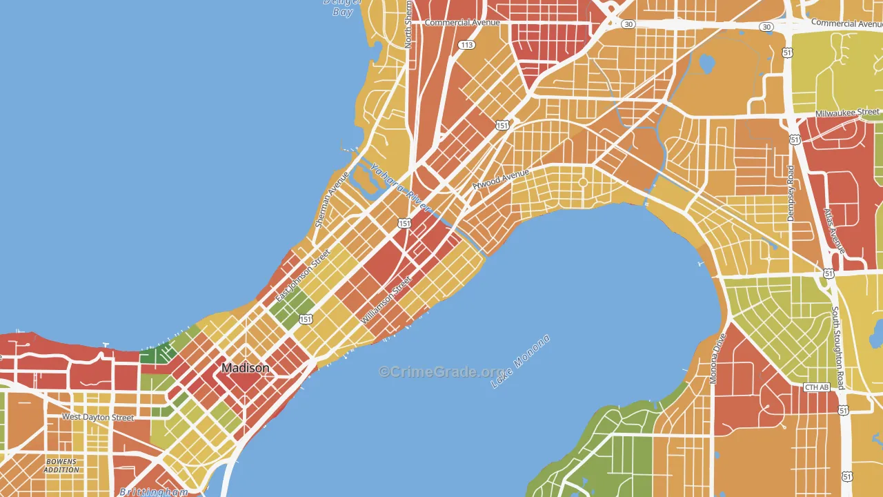 Marquette, Madison, WI Map of Robbery Rates