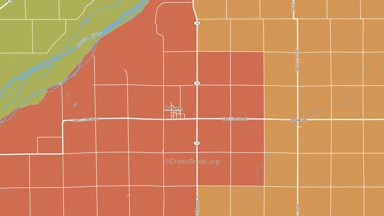 Marquette, NE Map of Robbery Rates