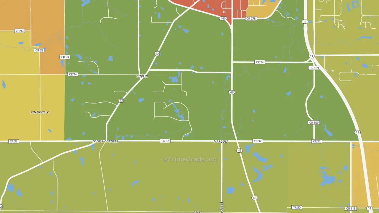 Marquis, OH Map of Robbery Rates