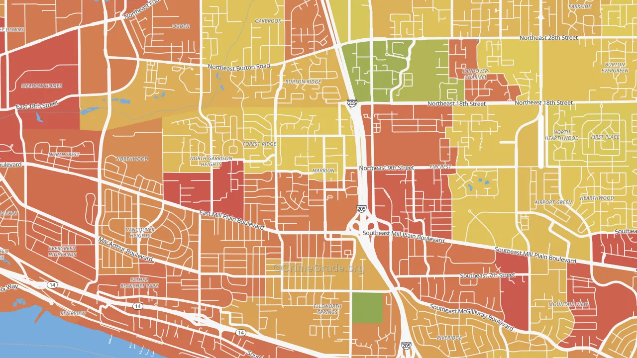 Marrion, Vancouver, WA Map of Robbery Rates