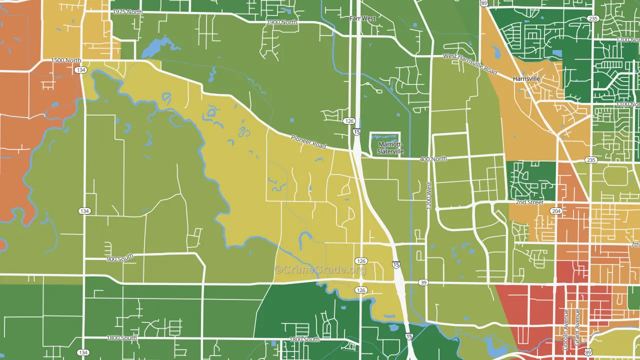 Marriott-Slaterville, UT Map of Robbery Rates