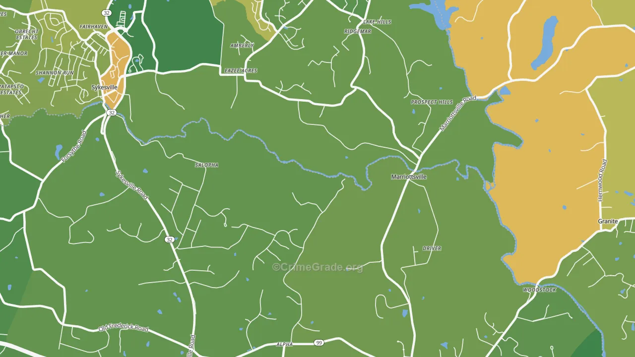 Marriottsville, MD Map of Robbery Rates