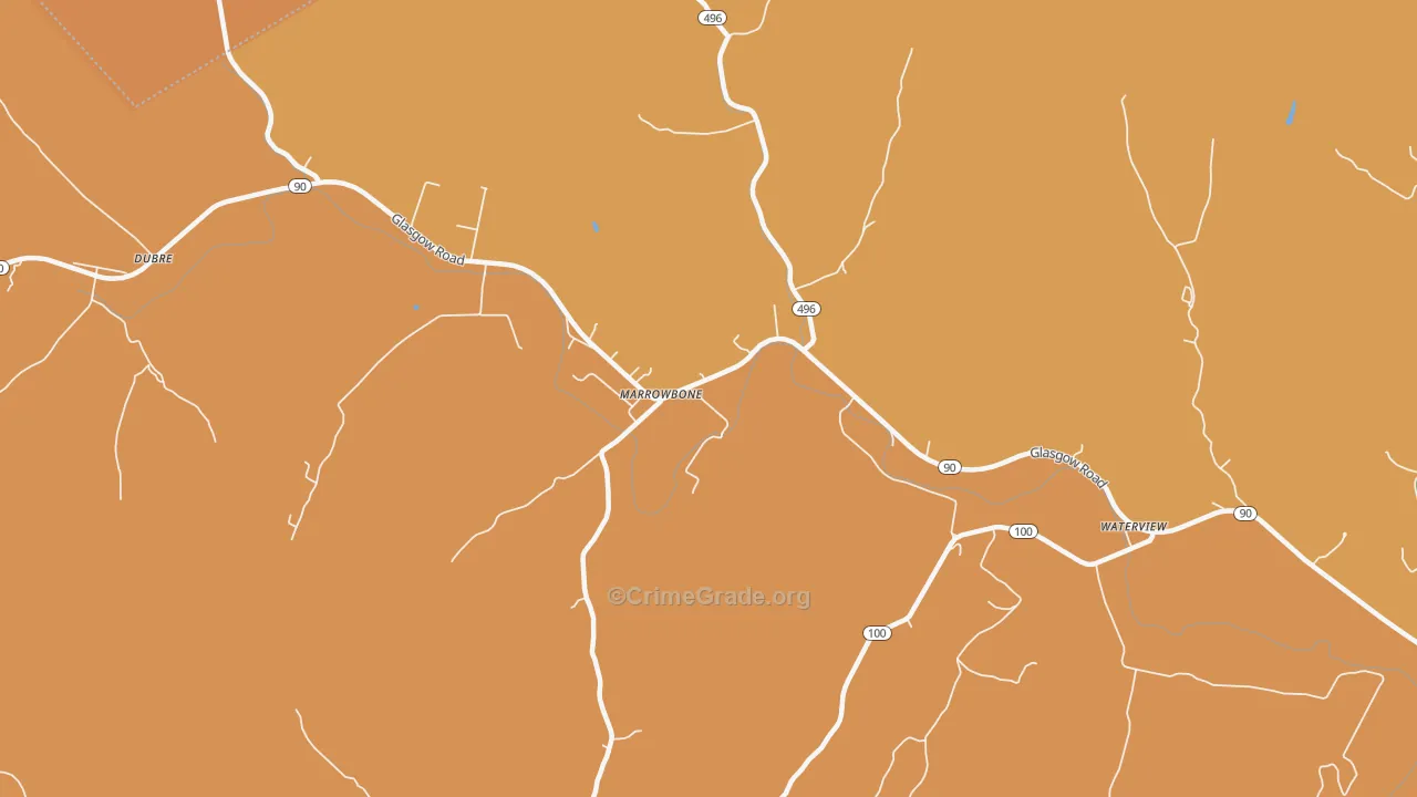Marrowbone, KY Map of Robbery Rates