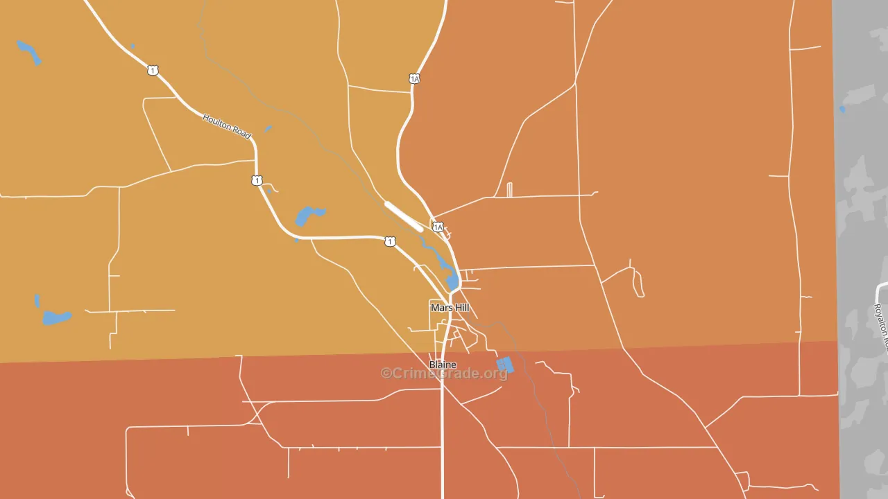 Mars Hill, ME Map of Robbery Rates