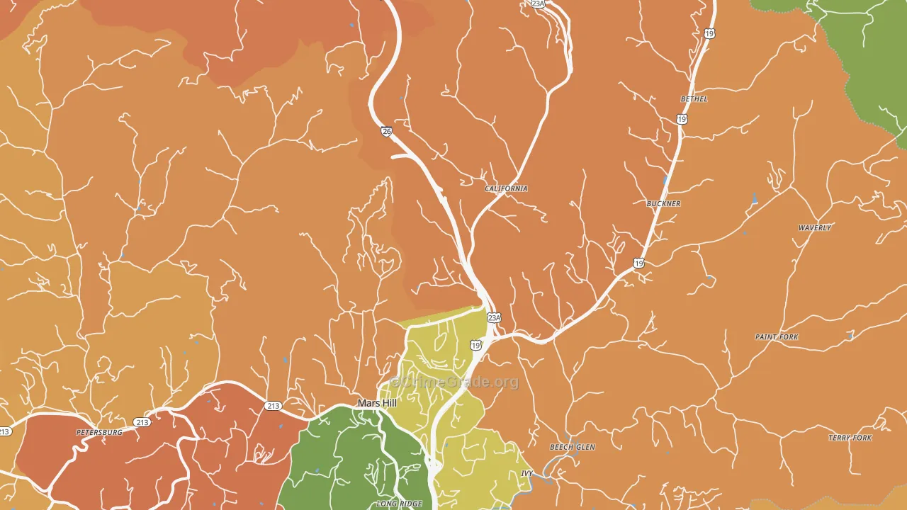 Mars Hill, NC Map of Robbery Rates