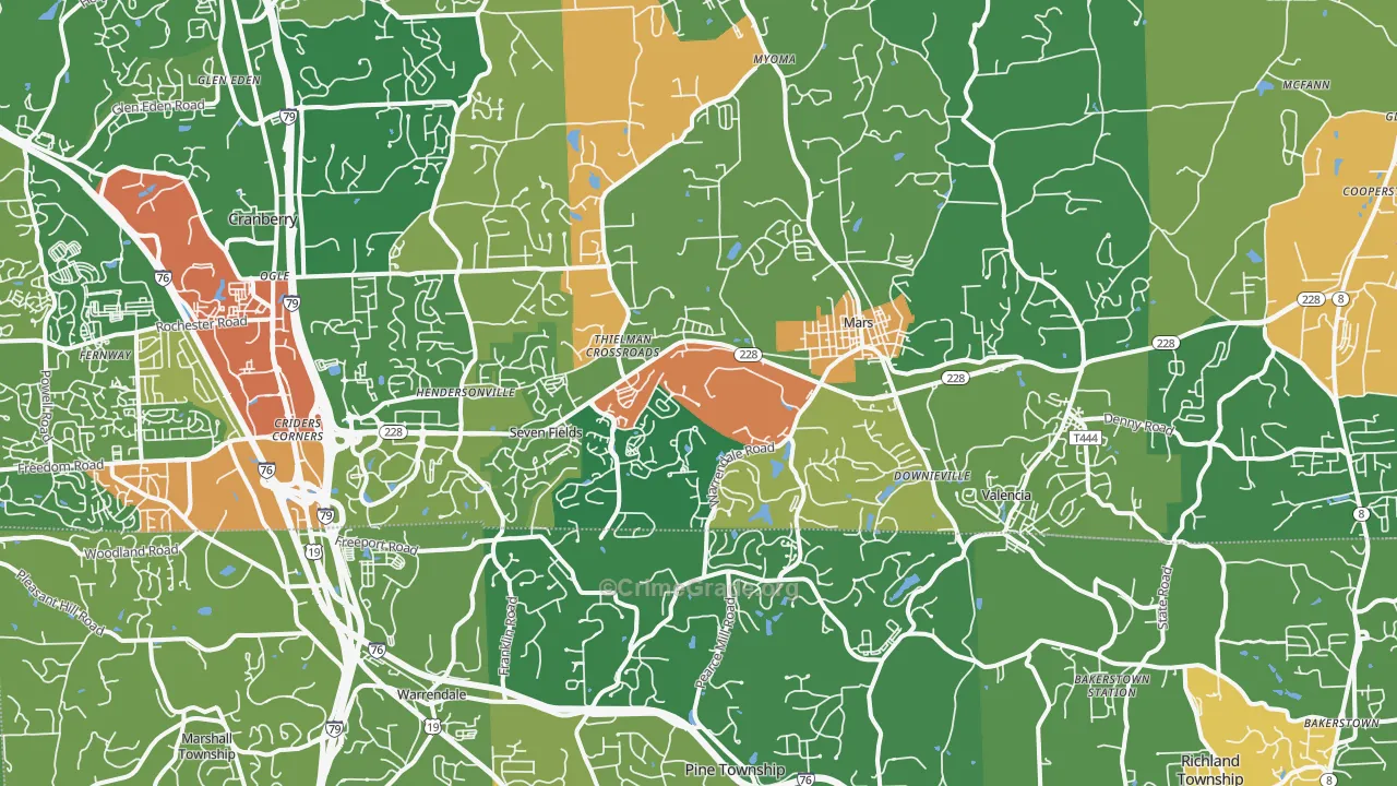 Mars, PA Map of Robbery Rates