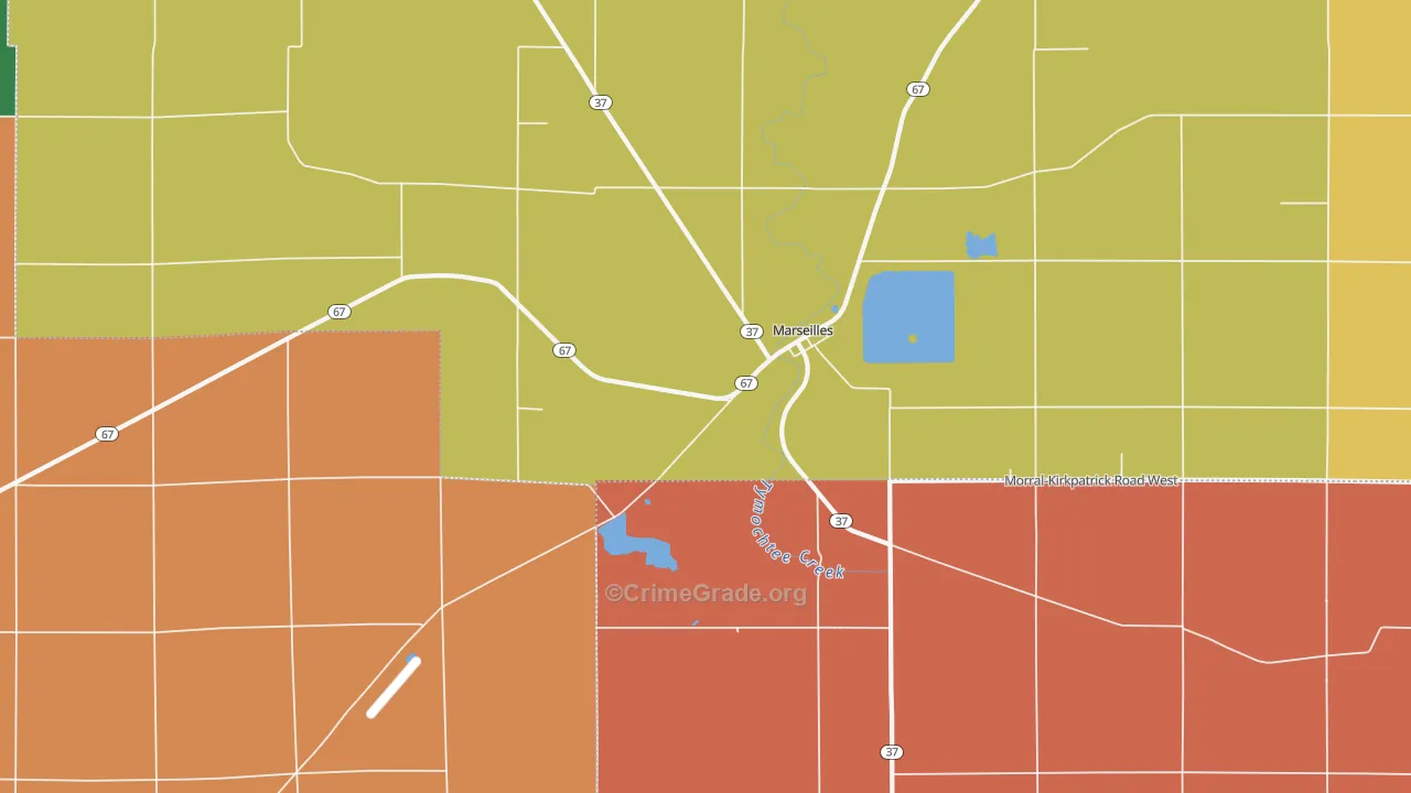 Marseilles, OH Map of Robbery Rates