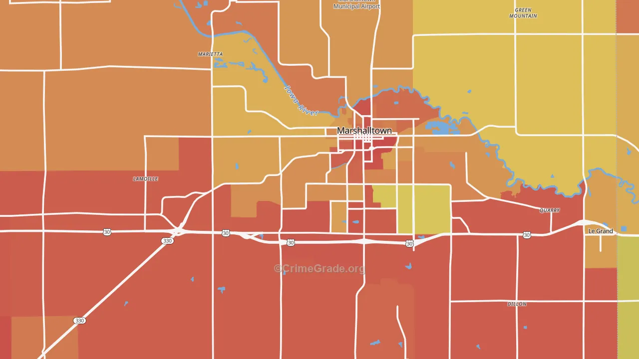 Marshall County, IA Map of Robbery Rates