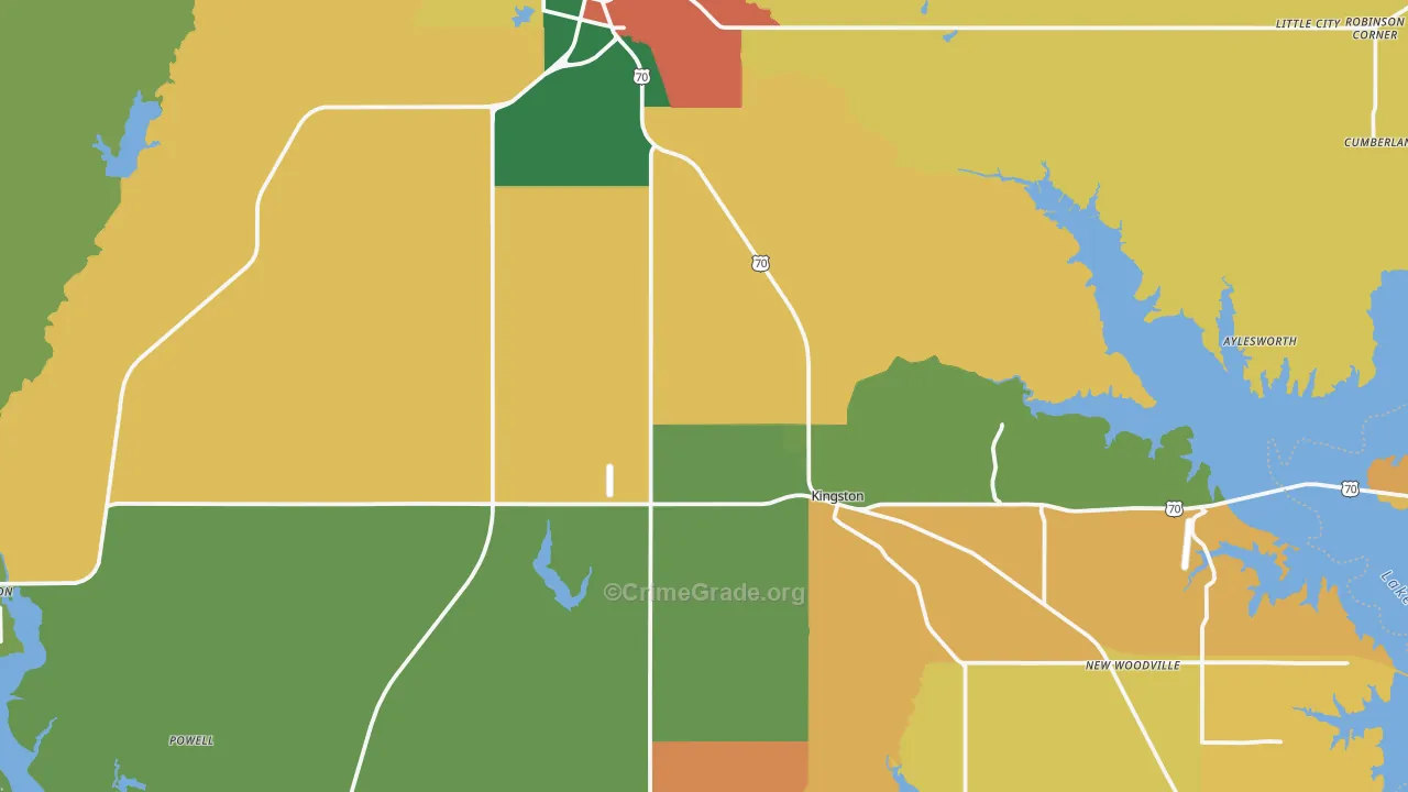 Marshall County, OK Map of Robbery Rates