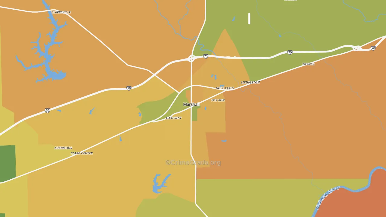 Marshall, IL Map of Robbery Rates