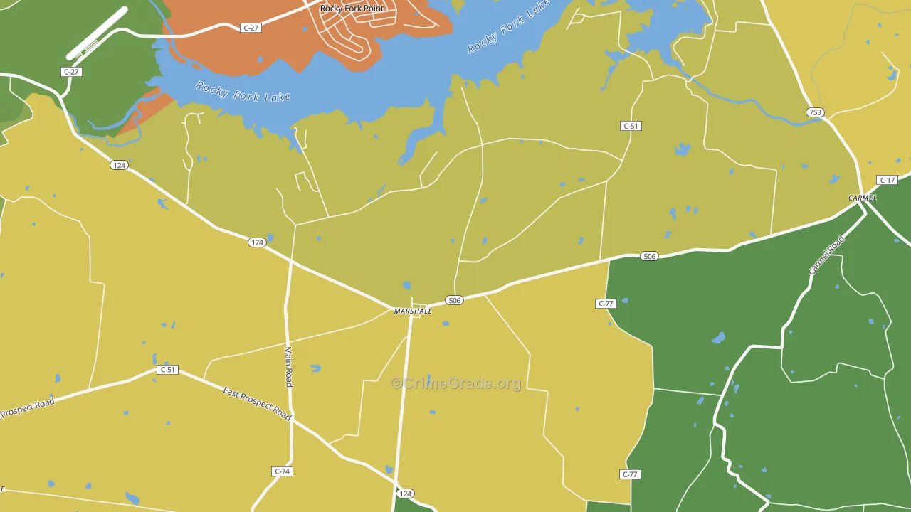 Marshall, OH Map of Robbery Rates