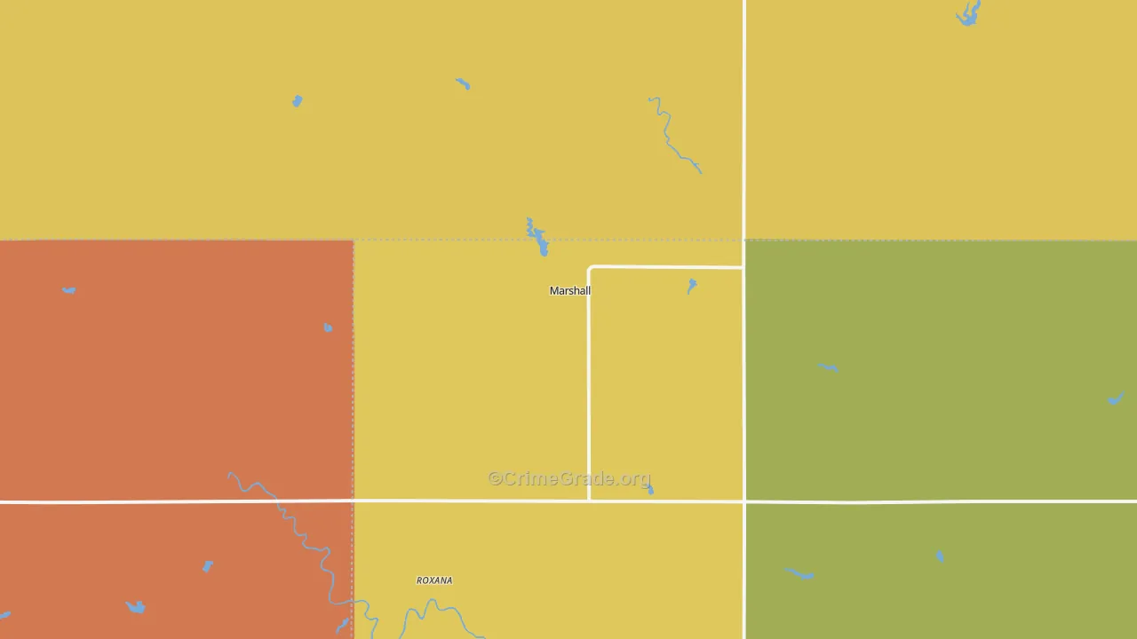 Marshall, OK Map of Robbery Rates