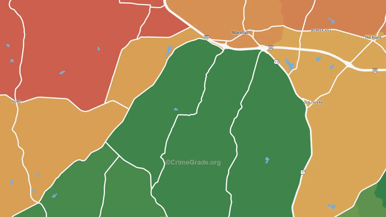 Marshall, VA Map of Robbery Rates