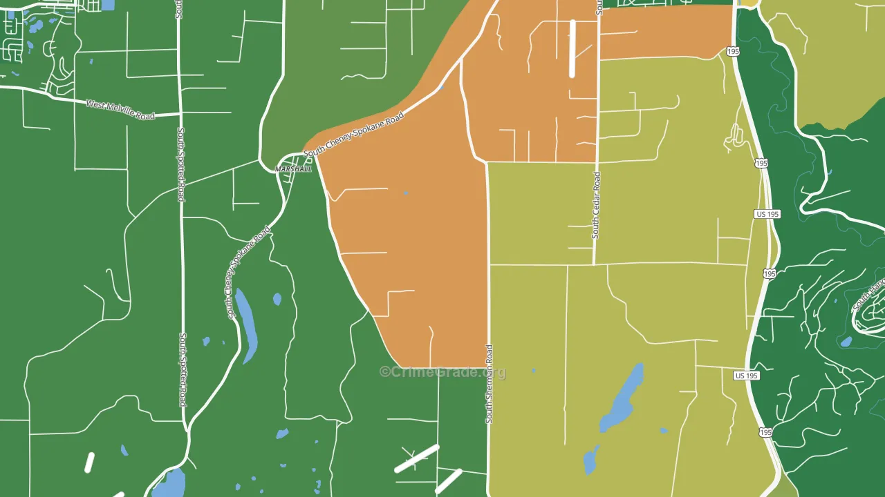 Marshall, WA Map of Robbery Rates