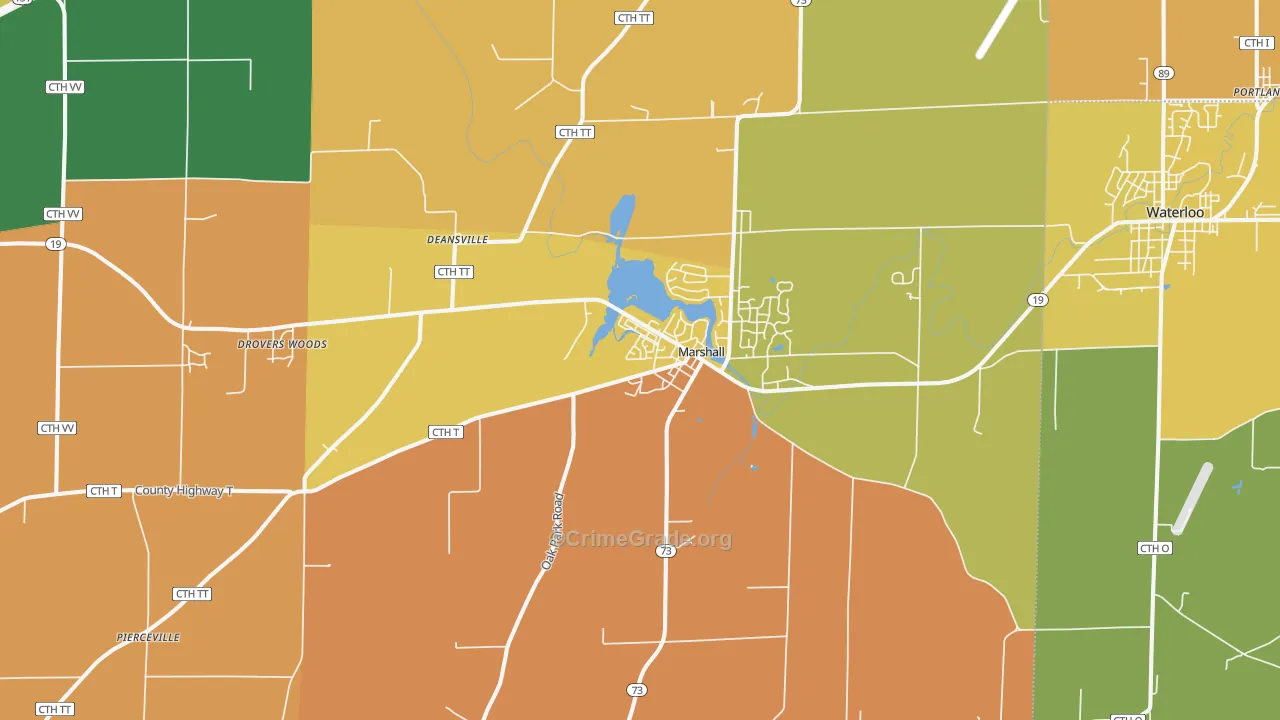 Marshall, WI Map of Robbery Rates