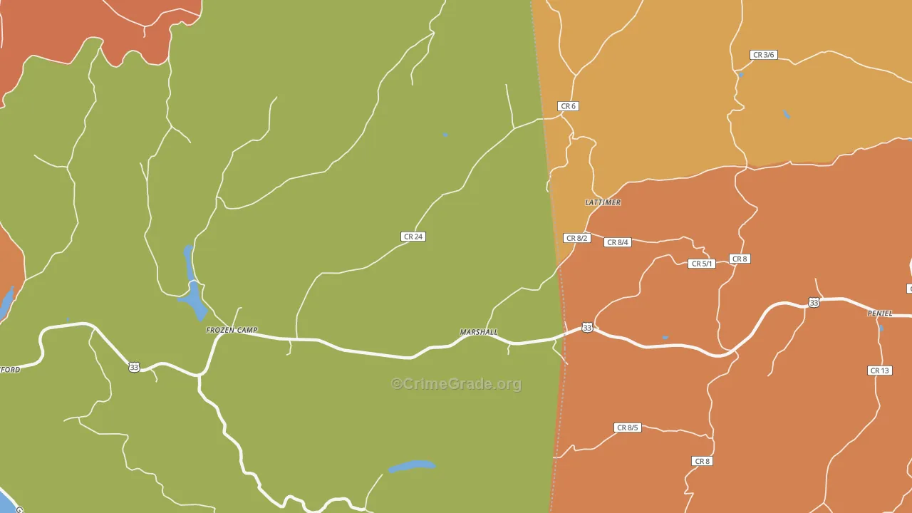 Marshall, WV Map of Robbery Rates