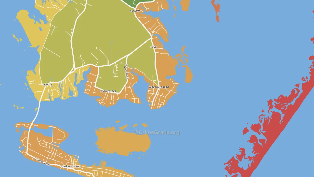 Marshallberg, NC Map of Robbery Rates