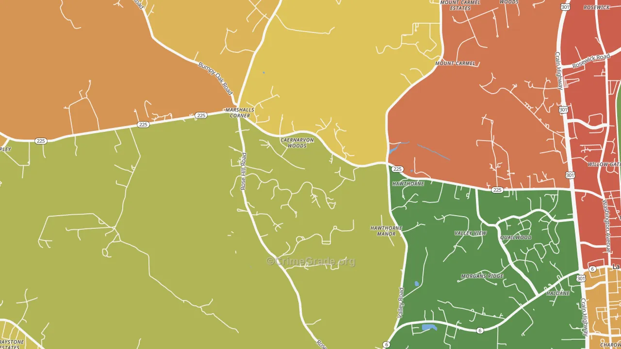 Marshalls Corner, MD Map of Robbery Rates