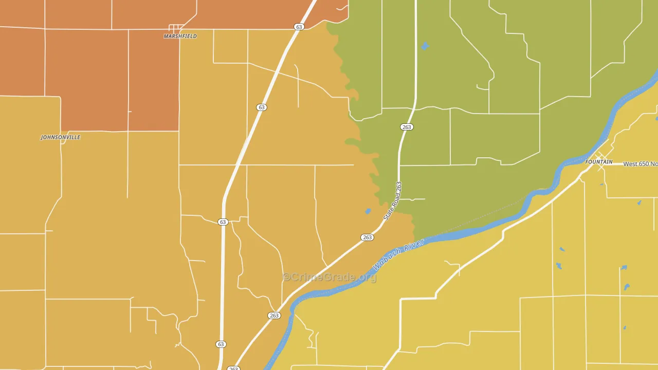 Marshfield, IN Map of Robbery Rates