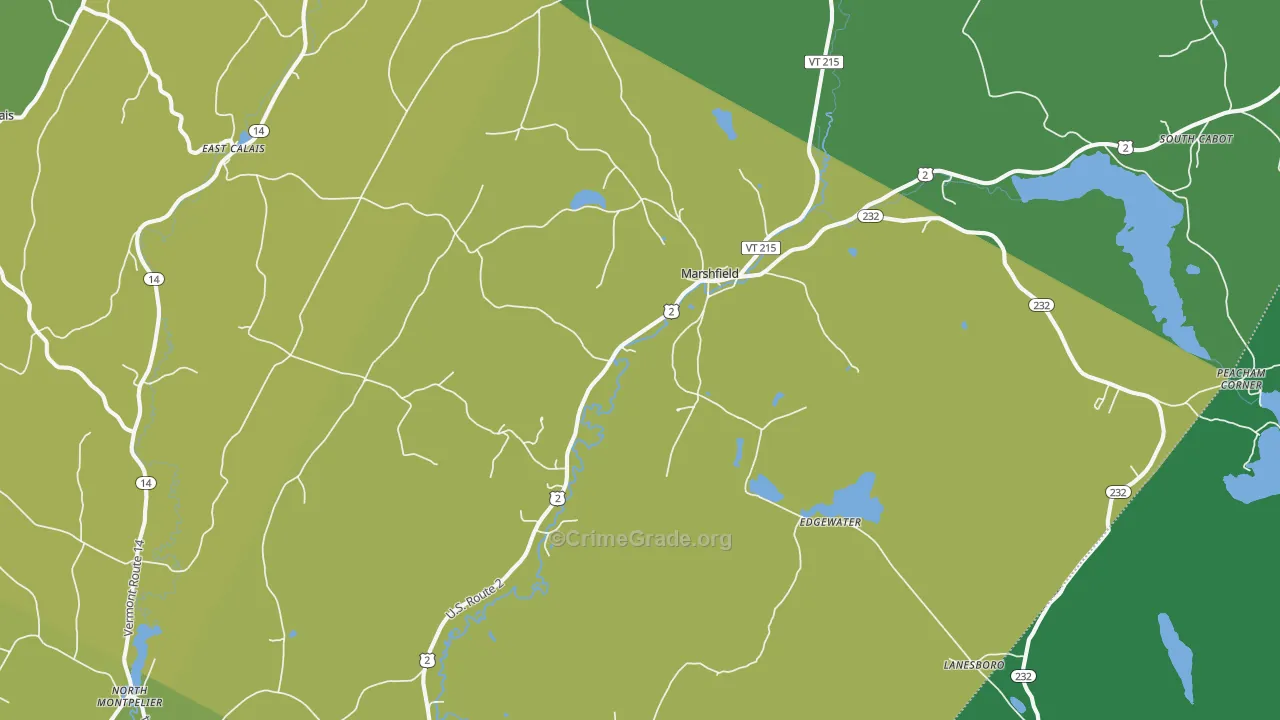 Marshfield, VT Map of Robbery Rates
